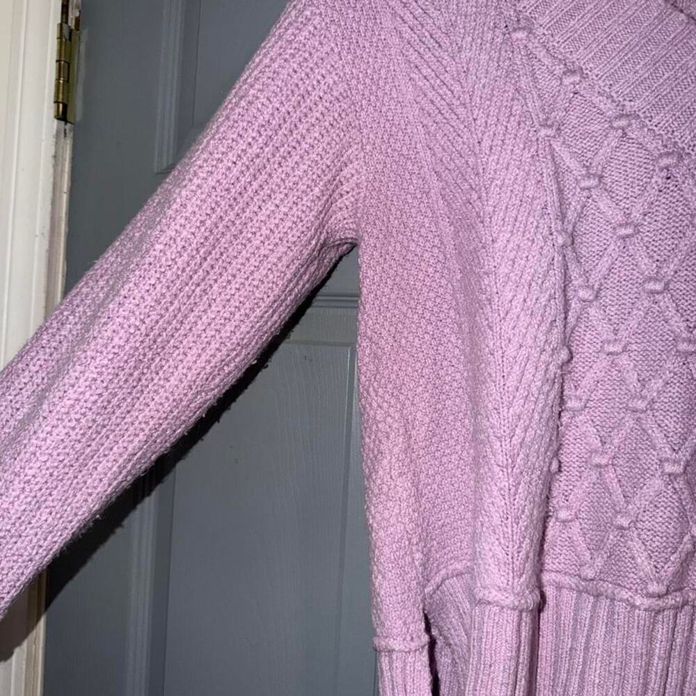 MAEVE by Anthropologie Sweater Women's Medium Purple Cable Knit Fisherman - Picture 6 of 8